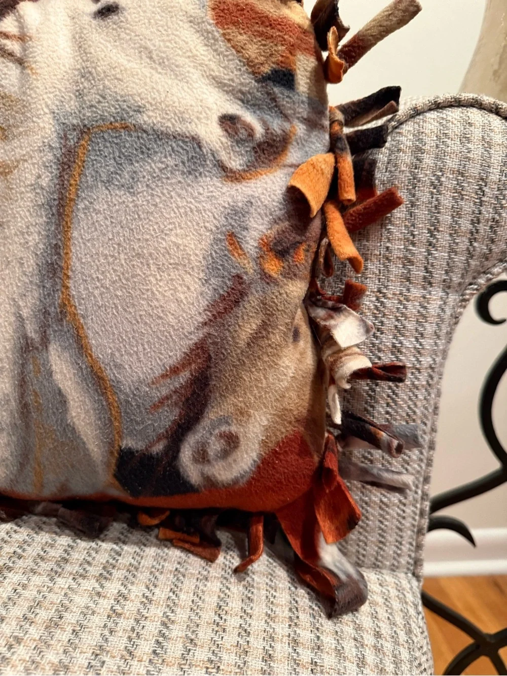 Fleece Horse Print Accent Pillow - Brown & White Horses